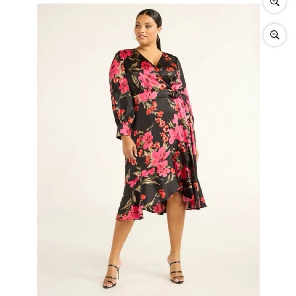Sofia by Sofia Vergara Faux
Wrap Dress with Ruffles Trim Skirt